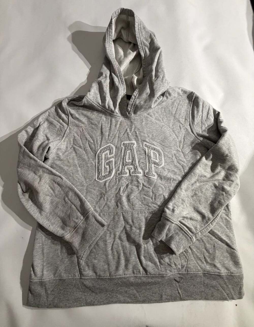 Gap Classic Arch Logo Pullover Hoodie Grey Size XXL Kids